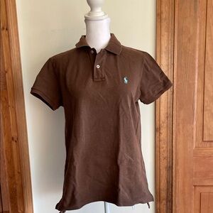 RALPH LAUREN Blue Label Classic Fit Brown Short Sleeve Polo Shirt M